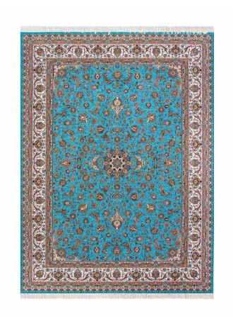 فرش ماشینی نیاوران 1000 شانه طرح افشان زمینه آبی