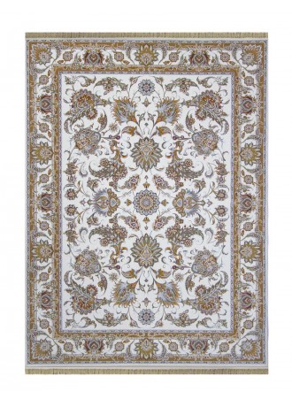 فرش ماشینی گل برجسته 1200 شانه نیاوران مدل 12003656 زمینه کرم