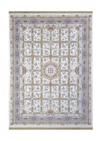 فرش ماشینی گل برجسته 1200 شانه نیاوران مدل 12003657 زمینه کرم