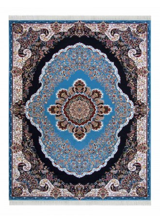 فرش ماشینی 700 نیاوران شانه طرح بهار زمینه آبی