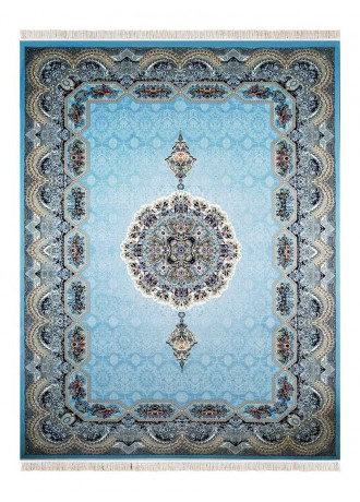 فرش ماشینی 700 شانه نیاوران طرح هالیدی زمینه آبی