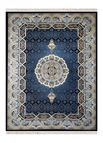 فرش ماشینی 700 شانه نیاوران طرح هالیدی زمینه سورمه ای