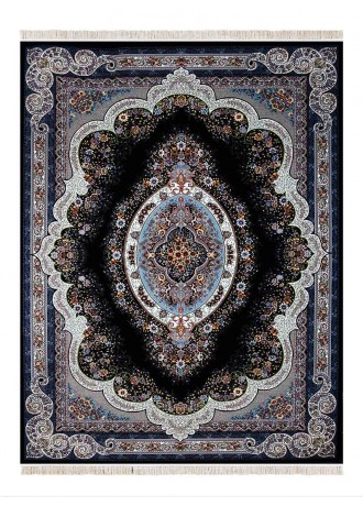 فرش ماشینی 700 شانه نیاوران طرح روناک زمینه سورمه ای