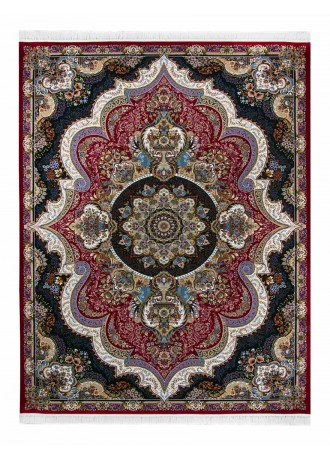 فرش ماشینی 700 شانه طرح شهیاد زمینه لاکی