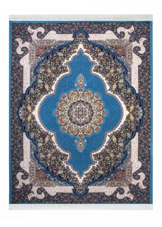 فرش ماشینی 700 شانه نیاوران طرح سلطان زمینه آبی